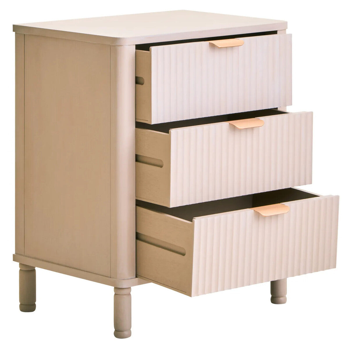 Heritage Reed Detail Taupe Finish Three Drawer Chest