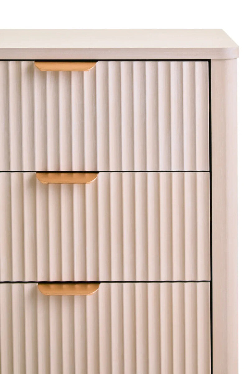 Heritage Reed Detail Taupe Finish Three Drawer Chest