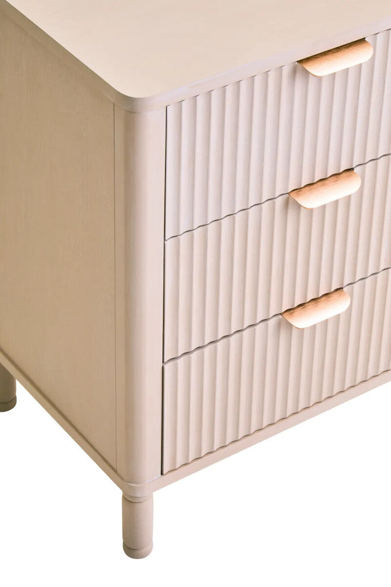 Heritage Reed Detail Taupe Finish Three Drawer Chest