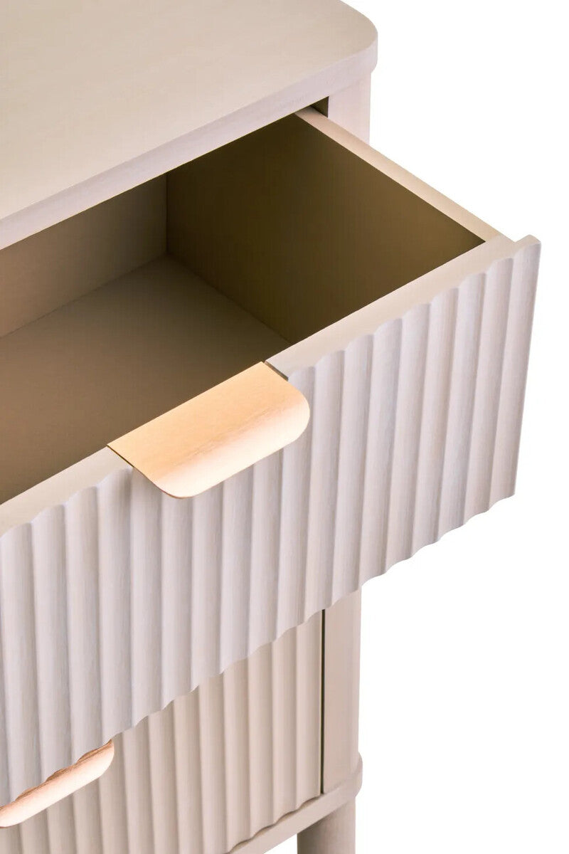 Heritage Reed Detail Taupe Finish Three Drawer Chest