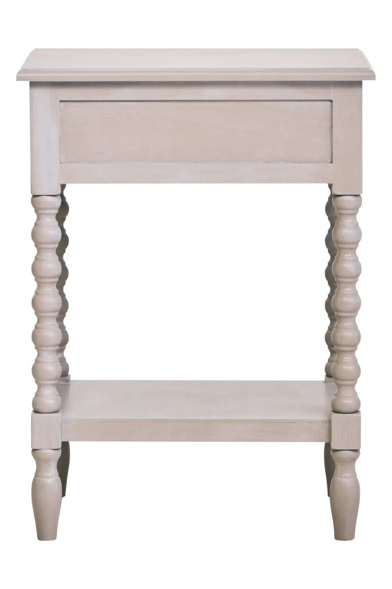 Heritage One Drawer Bobble Detail Grey Wood Side Table