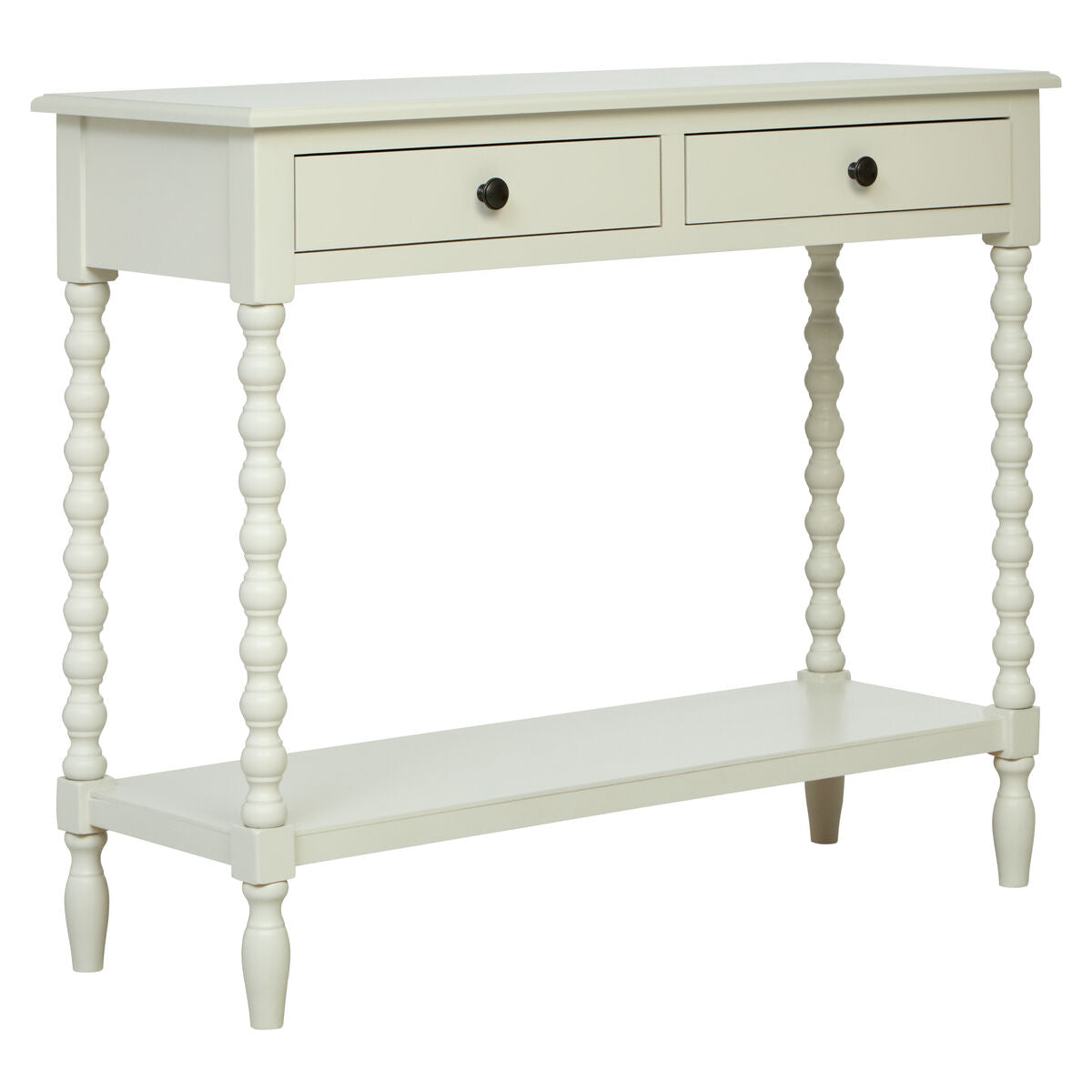 Heritage Ivory Wooden 2 Drawer Console Table with Bobble Legs