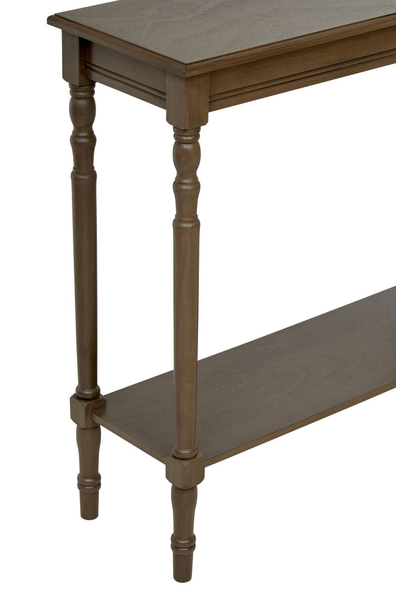 Heritage Dark Brown Wooden Console Table with Lower Shelf