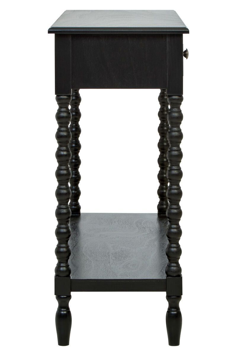Heritage Black Wooden 2 Drawer Console Table with Bobble Legs