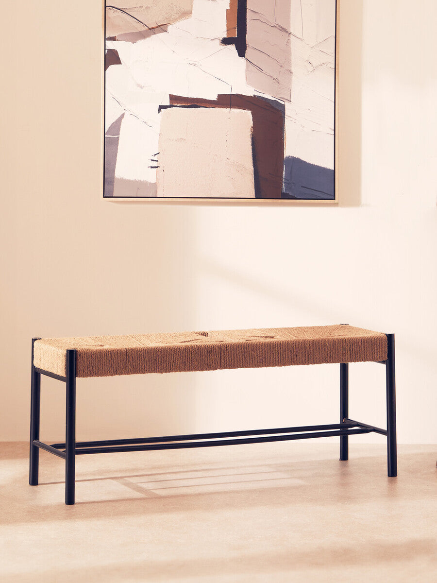 Bandar Natural Rope and Black Wood Bench
