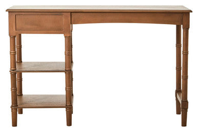 Brown Pine Wood Console Table with 1 Storage Drawer and 2 Shelves, Heritage