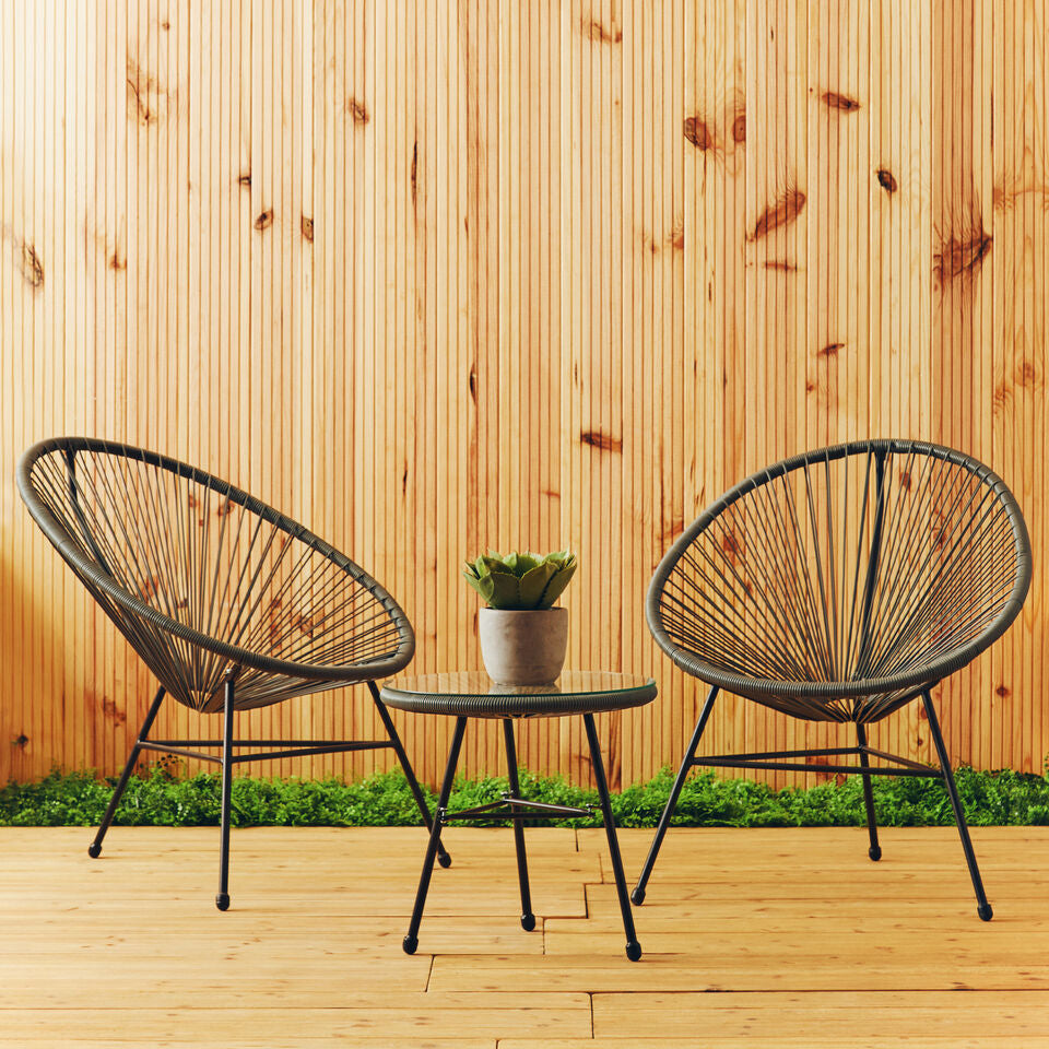 Miami Grey Rattan 3 Piece Patio Set