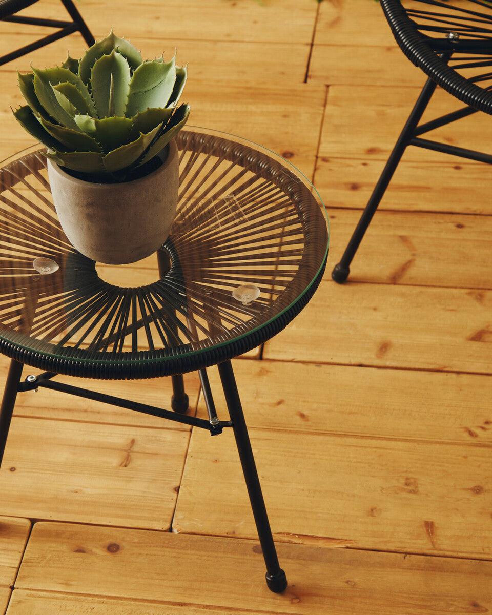 Miami Black Rattan 3 Piece Patio Set
