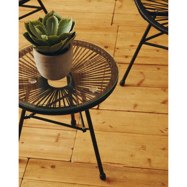 Miami Black Rattan 3 Piece Patio Set