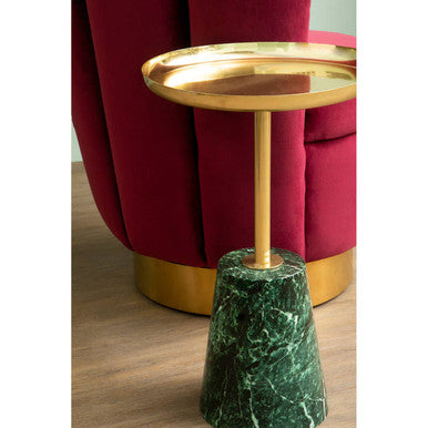 Avola Gold Side Table With Green Marble Effect Base