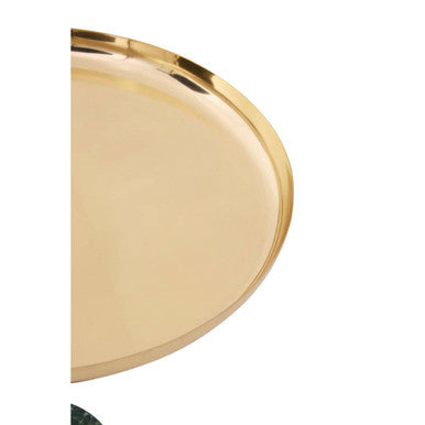 Avola Gold Side Table With Green Marble Effect Base