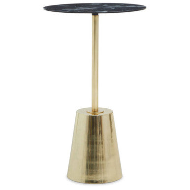 Avola Black Marble Effect Top Gold Base Side Table