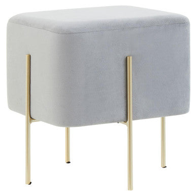 Hayes Square Grey Velvet Stool