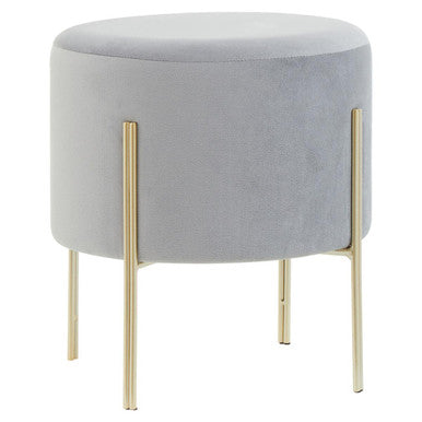 Hayes Round Grey Velvet Stool