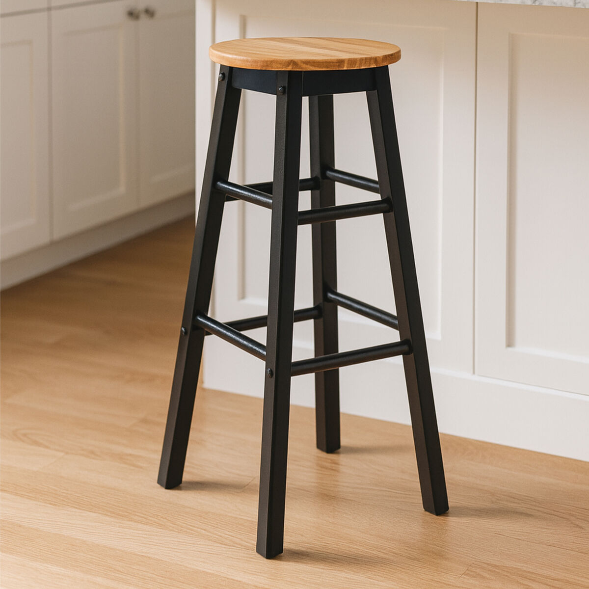 Chester Black and Natural Wood Kitchen or Bar Stool - image 1