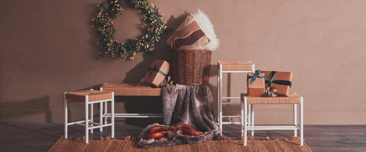 Bandar Small Natural Rope and White Wood Bench - Image 3