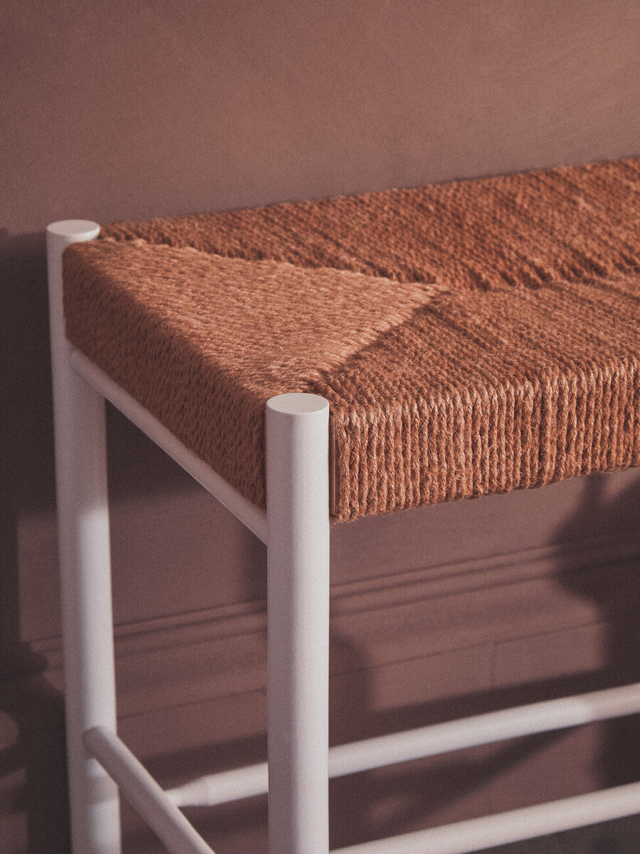 Bandar Small Natural Rope and White Wood Bench - Image 15