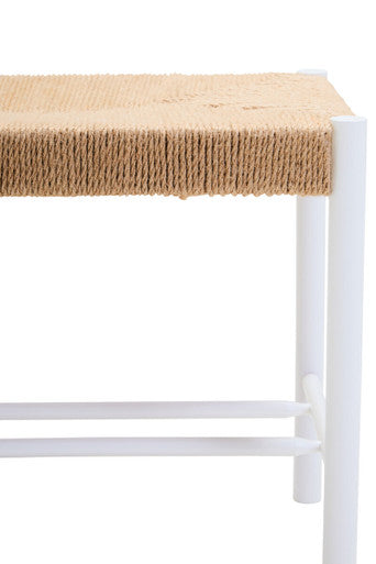 Bandar Small Natural Rope and White Wood Bench - Image 9