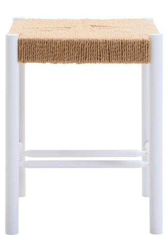 Bandar Natural Rope and White Wood Stool - Image 2