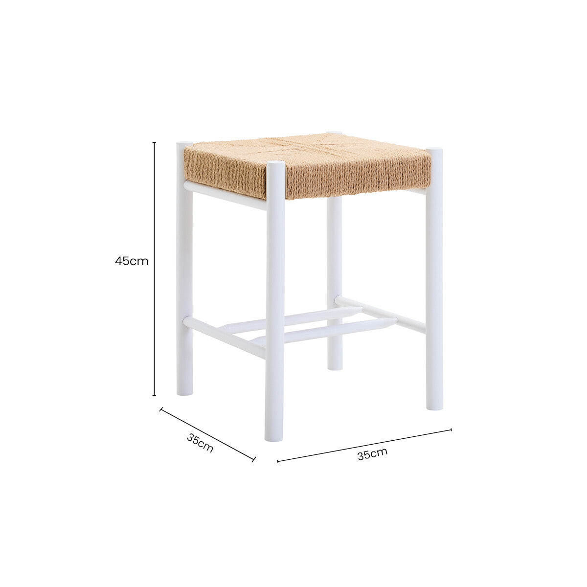 Bandar Natural Rope and White Wood Stool - Image 13