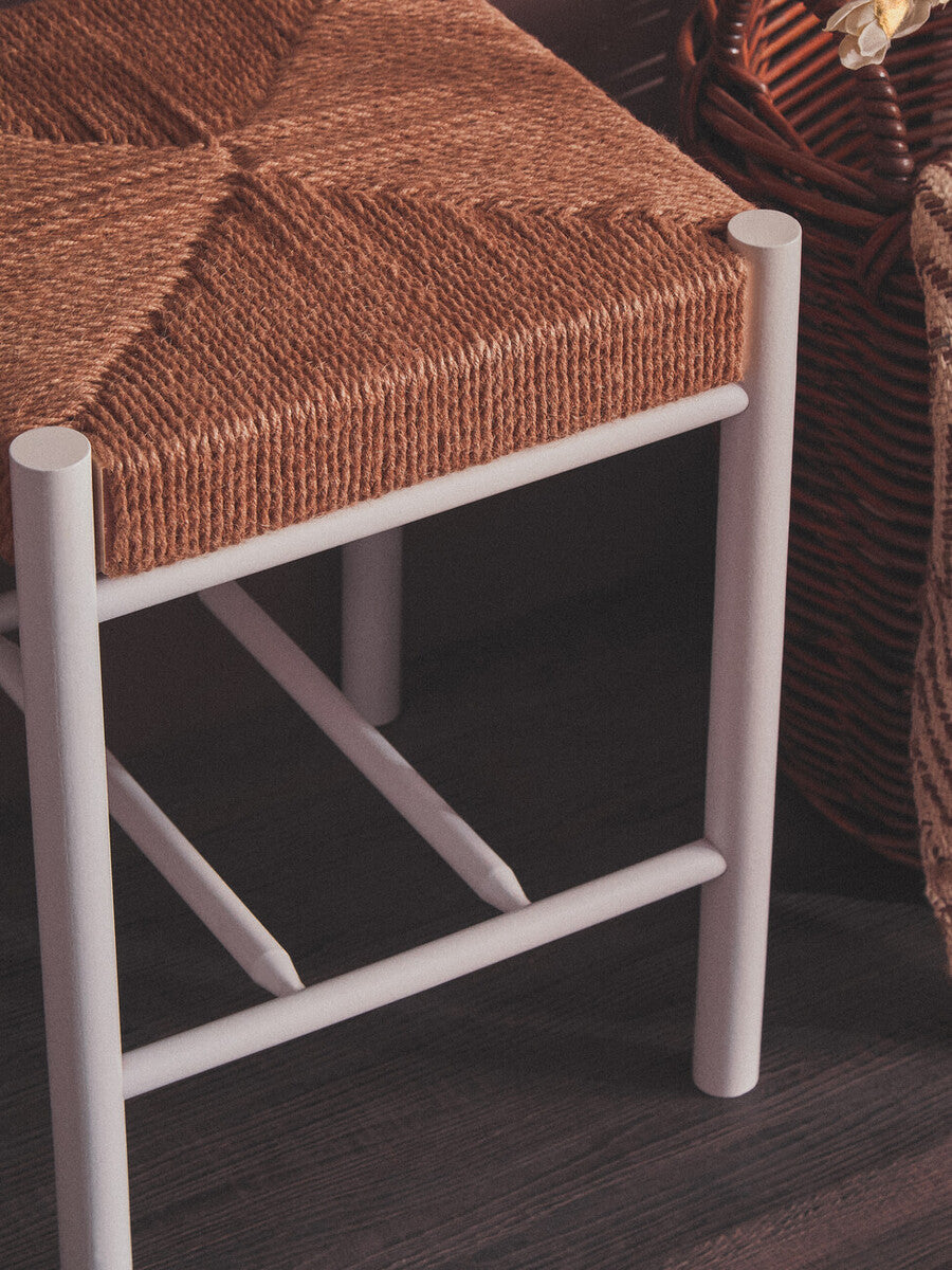 Bandar Natural Rope and White Wood Stool - Image 9