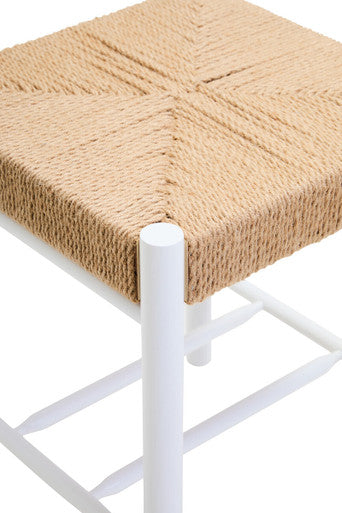 Bandar Natural Rope and White Wood Stool - Image 7