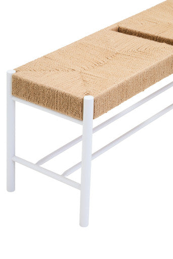 Bandar Large Natural Rope and White Wood Bench - Image 8