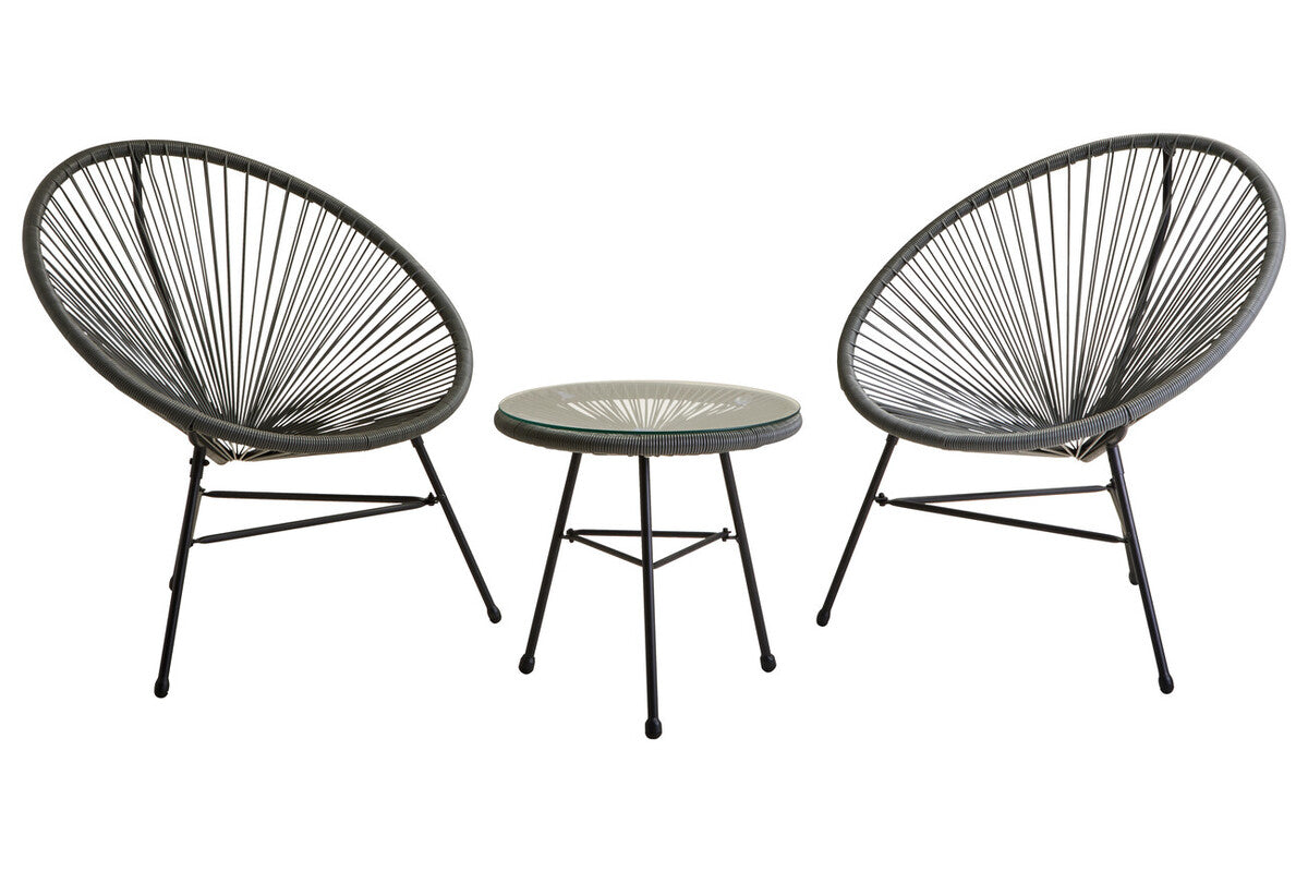 Miami Grey 3 Piece Rattan Patio Set - Image 2