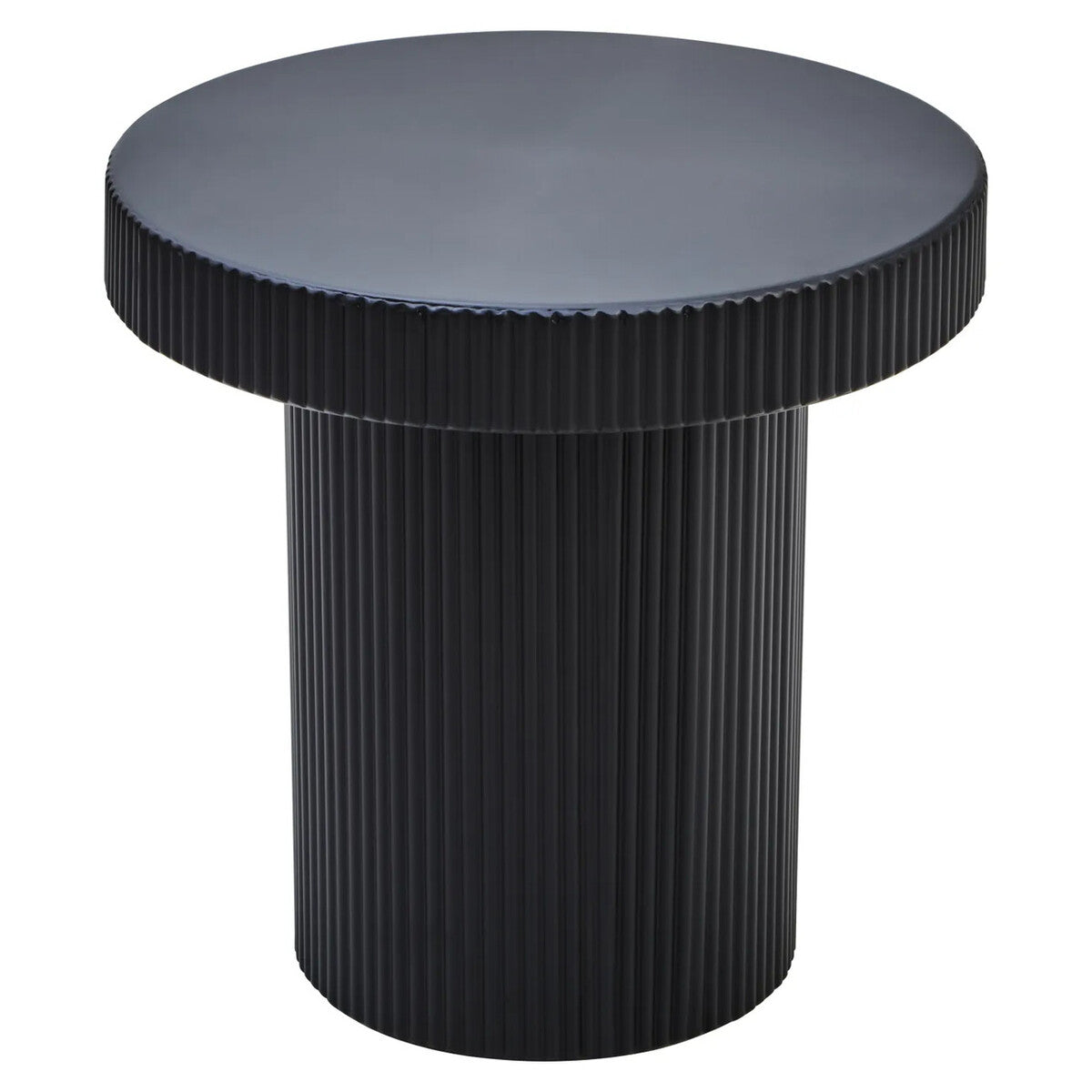 Trento Black Metal Round Ridge Detail Side Table