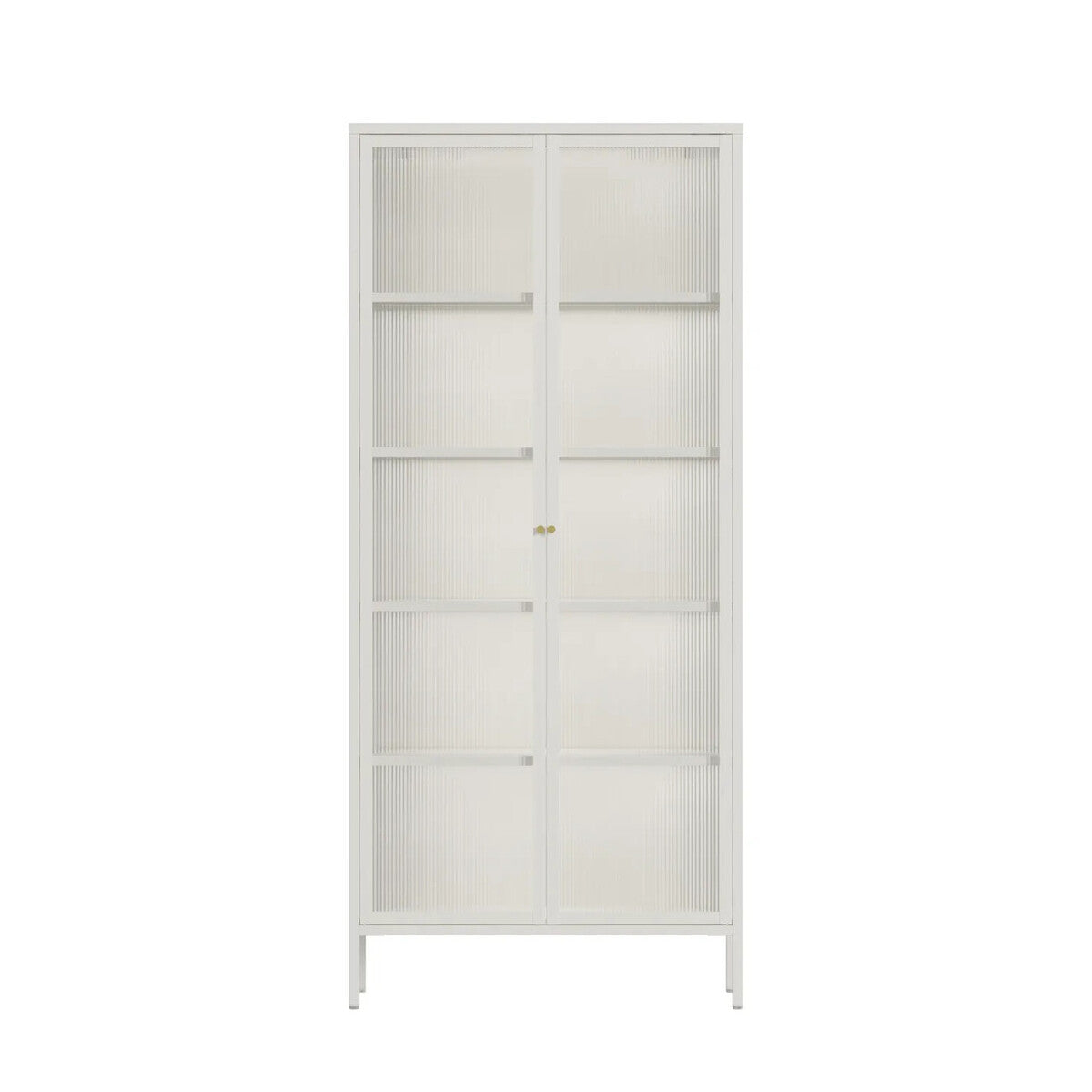 Addison Warm White Metal Fluted Glass Door Tall Cabinet