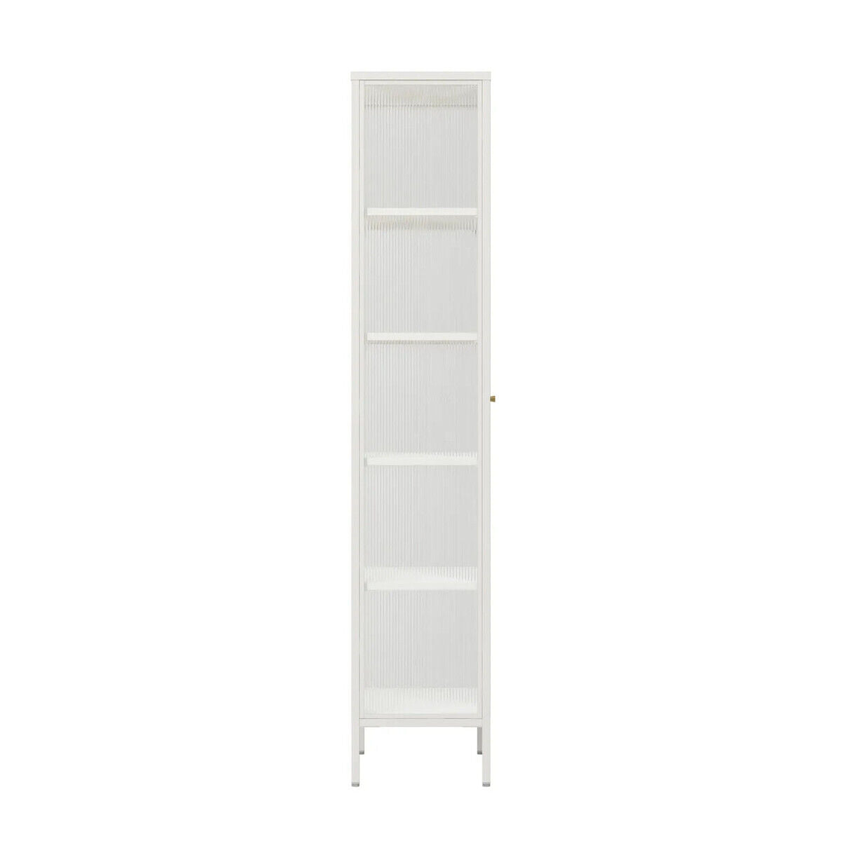 Addison Warm White Metal and Fluted Glass Door Tall Cabinet