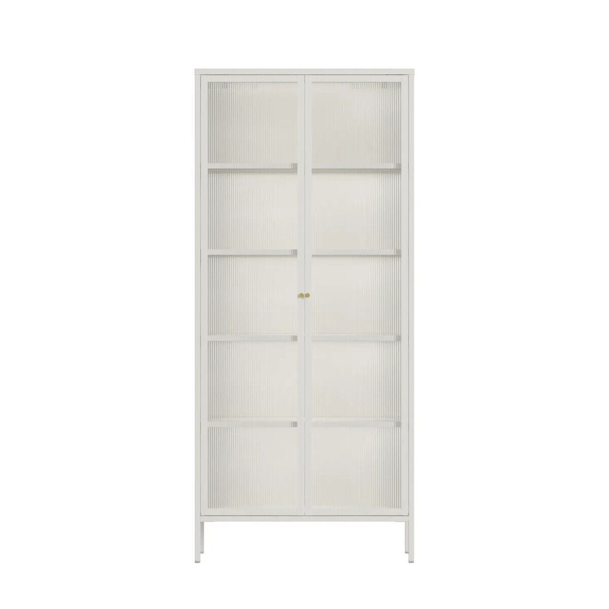 Addison Warm White Metal and Fluted Glass Door Tall Cabinet