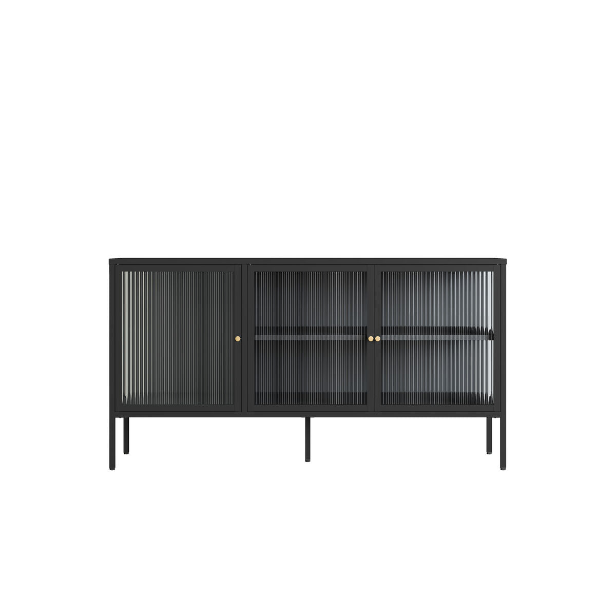 Addison Black Metal and Fluted Glass Door Sideboard