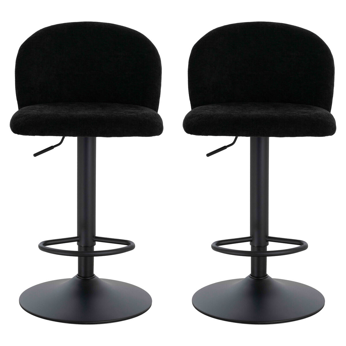 Maxwell Set of 2 Black Textured Fabric Curved Bar Chairs - Image 1