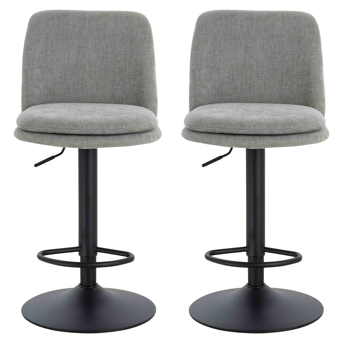 Maxwell Set of 2 Light Grey Textured Fabric Cushioned Bar Chairs - Image 1