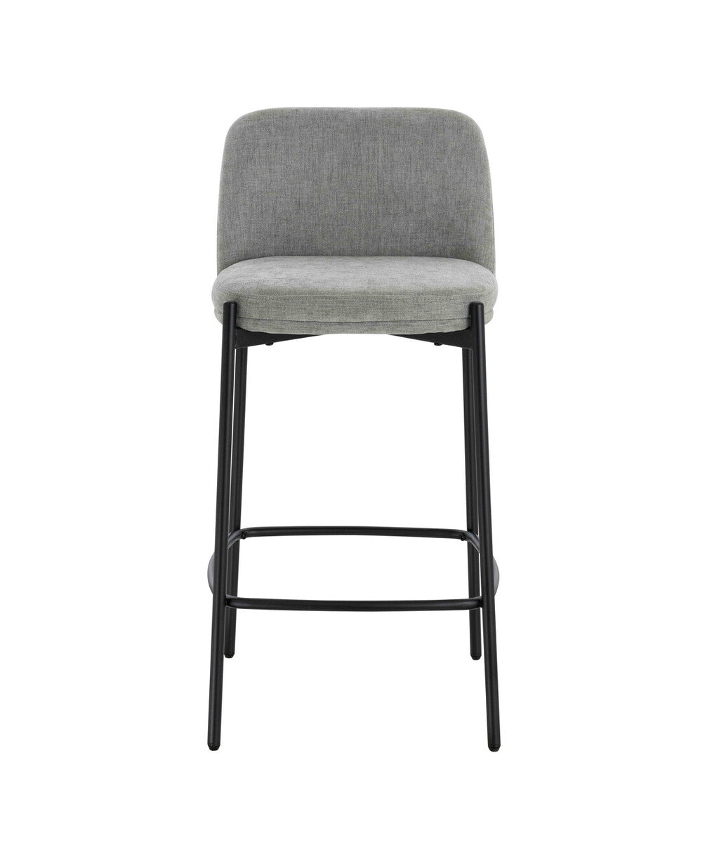 Maxwell Set of 2 Light Grey Textured Fabric Bar Chairs with Black Legs - Image 2