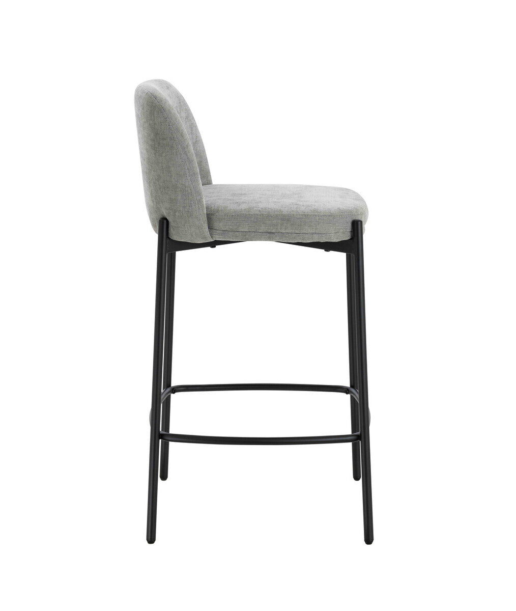Maxwell Set of 2 Light Grey Textured Fabric Bar Chairs with Black Legs - Image 4