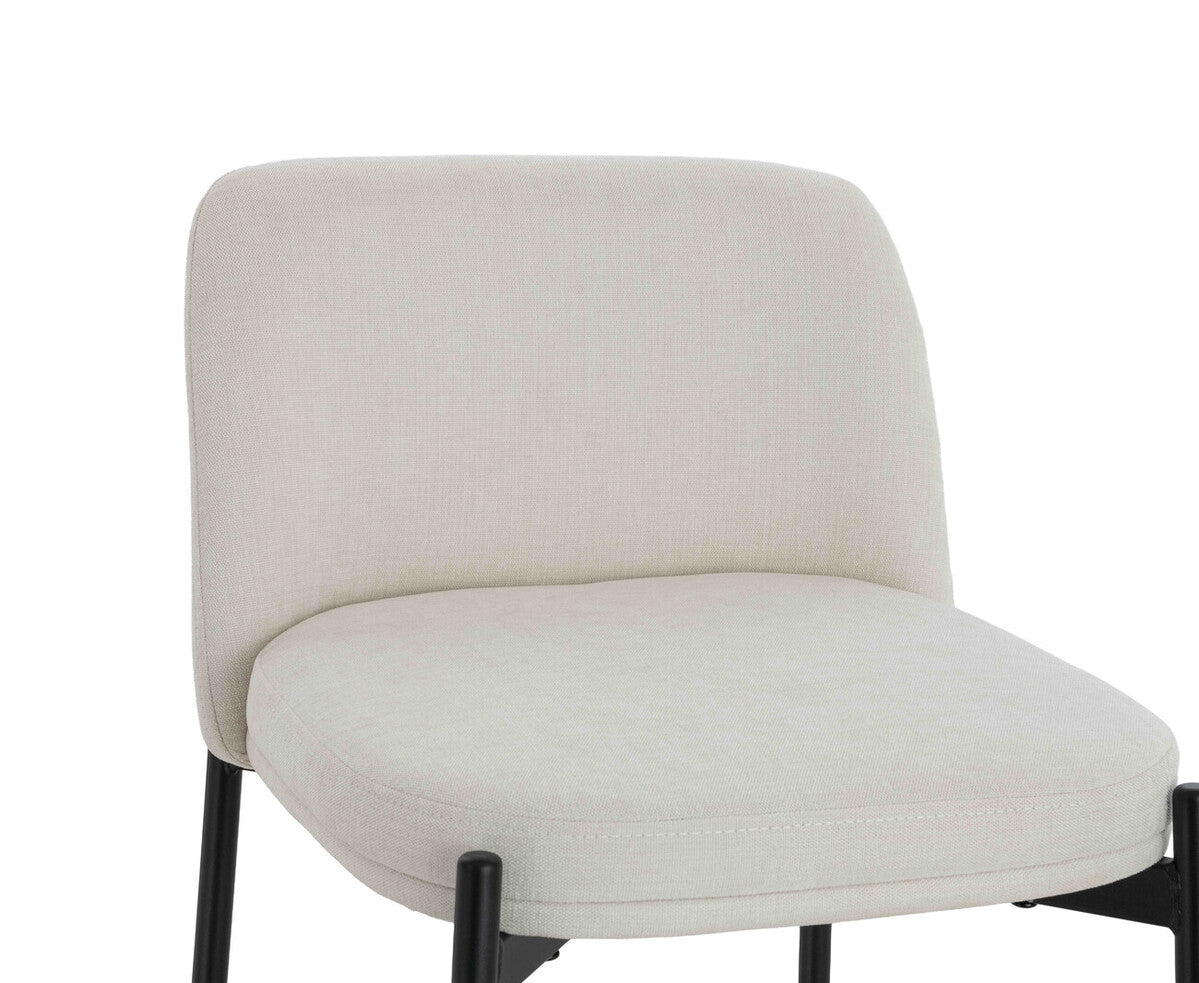 Maxwell Set of 2 Beige Textured Fabric Bar Chairs with Black Legs - Image 6