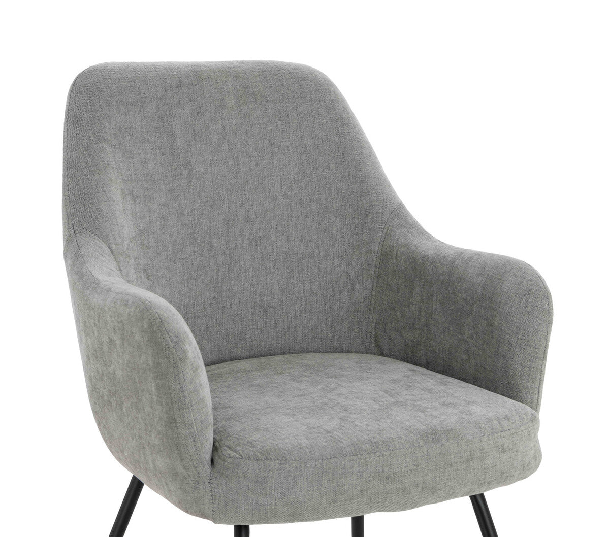 Maxwell Set of 2 Light Grey Textured Fabric Dining Chairs with Arms - Image 6