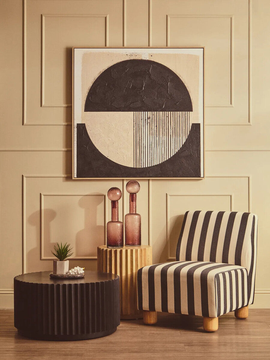 Parlan Black and White Stripe Armless Chair