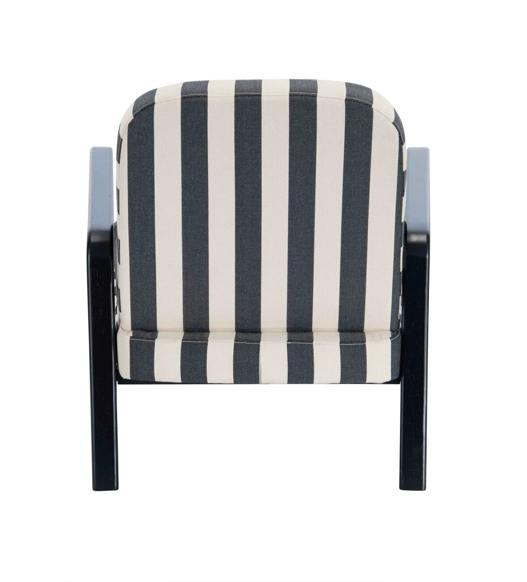 Parnay Black and White Stripe Armchair with Black Wooden Frame