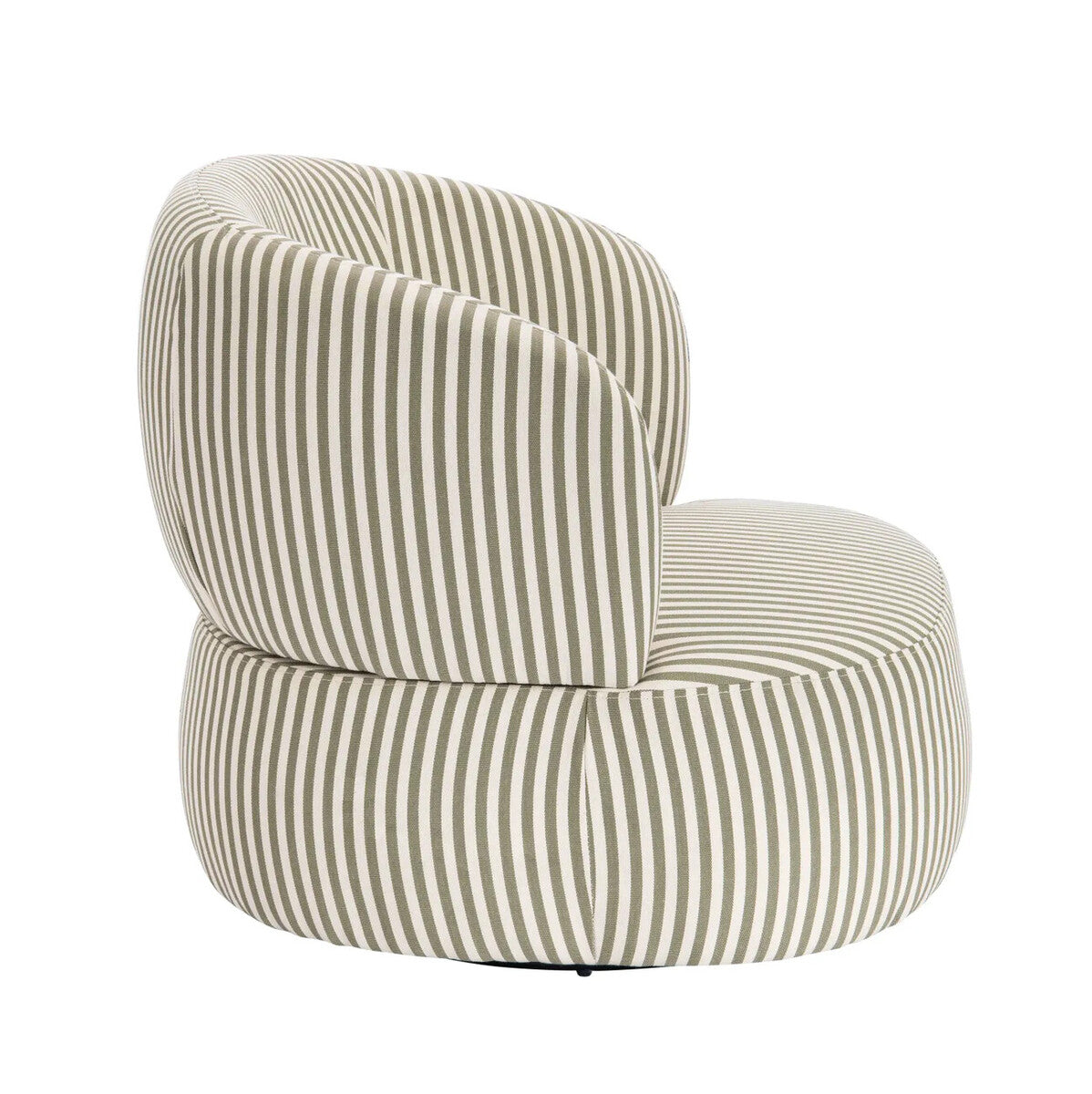 Parsac Olive Green Fabric Swivel Lounge Chair with Curved Back