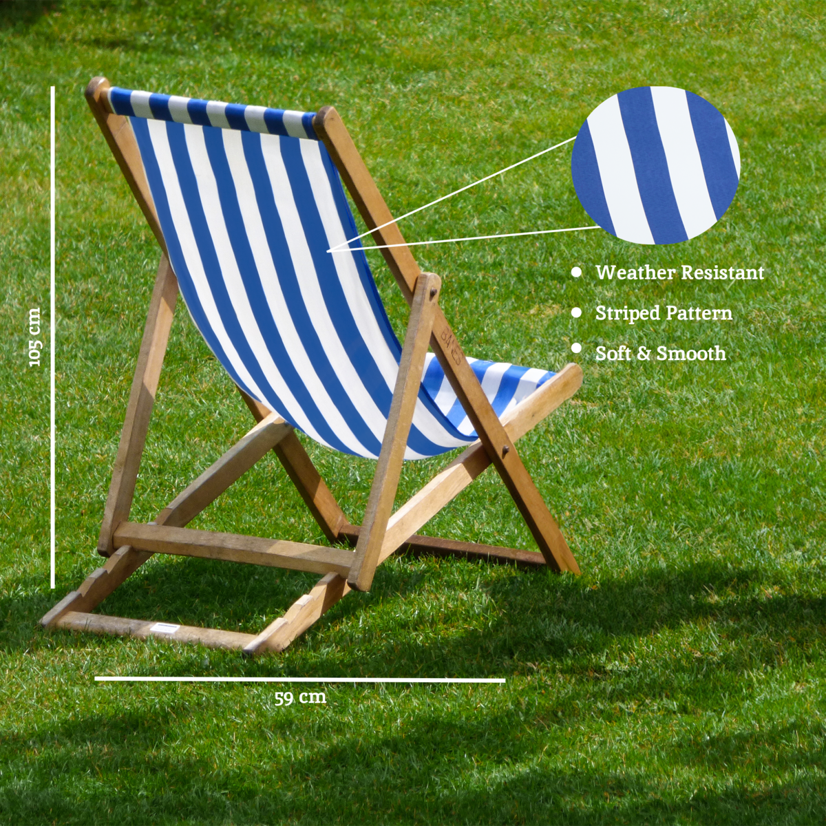 Beauport Navy And White Deck Chair