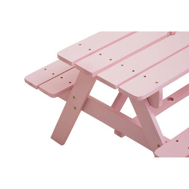 Brighton Pink Finish Wood Kids Picnic Bench