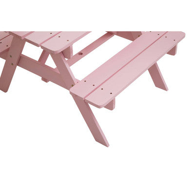 Brighton Pink Finish Wood Kids Picnic Bench