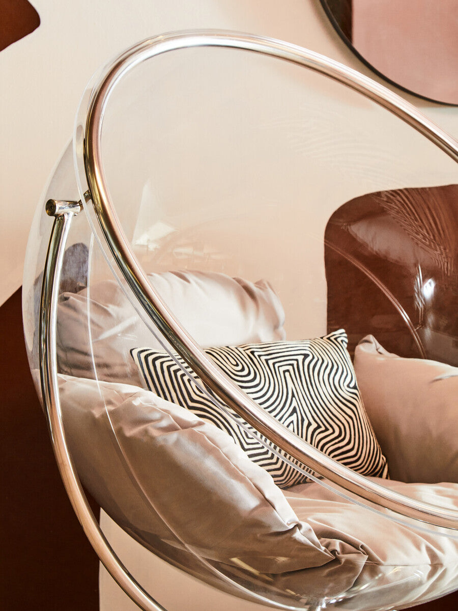 Goa Clear Swing Chair With Grey Cushions