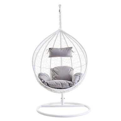 Goa White Rattan Effect Hanging Chair