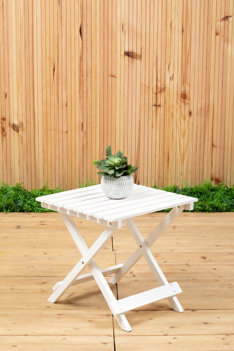 White Weather Resistant Solid Wood Folding Table, Beauport