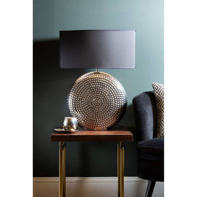 Evette Small Hammered Chrome Finish Table Lamp