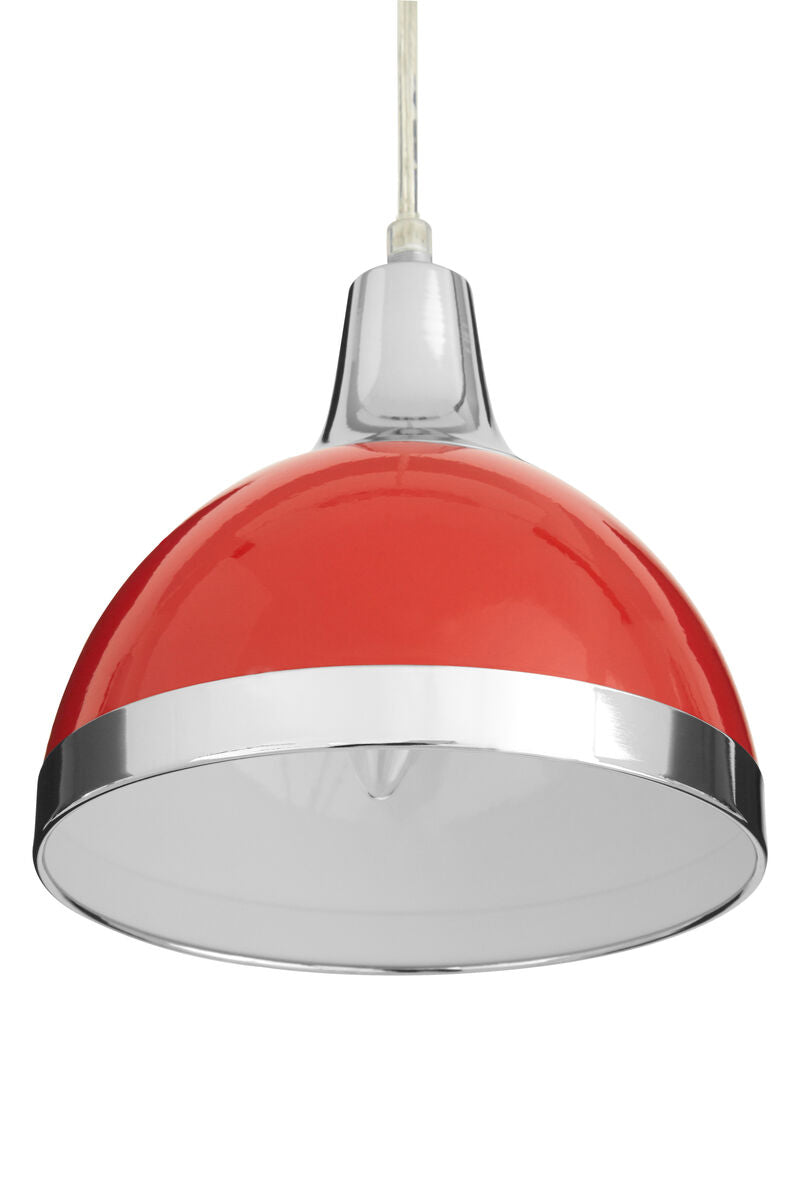 Jasper Red Shade And Chrome Pendant Light